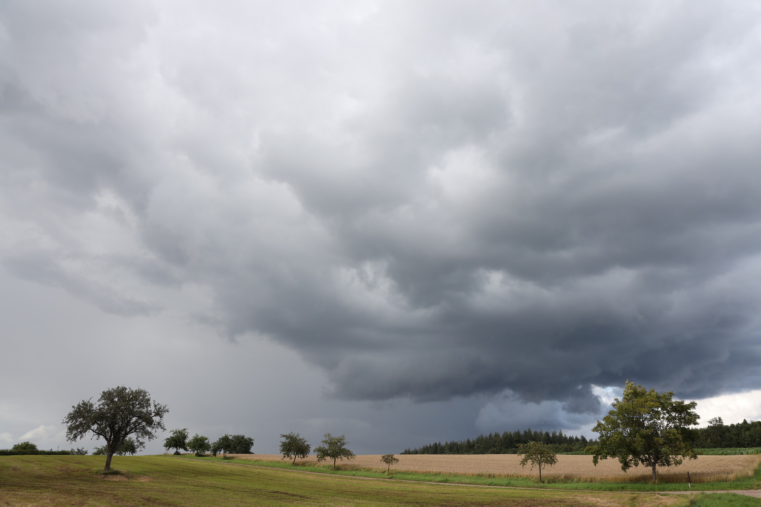 Regenwolken über den Feldern bei Zemmer